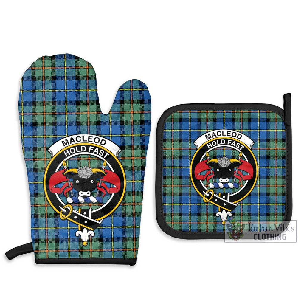 MacLeod of Harris Ancient Tartan Combo Oven Mitt & Pot-Holder with Family Crest Combo 1 Oven Mitt & 2 Pot-Holder Black - Tartan Vibes Clothing