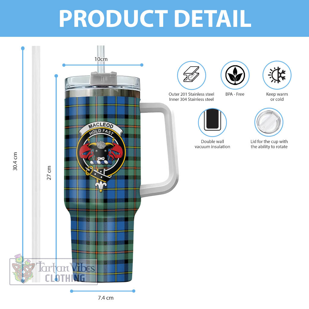 Tartan Vibes Clothing MacLeod of Harris Ancient Tartan and Family Crest Tumbler with Handle