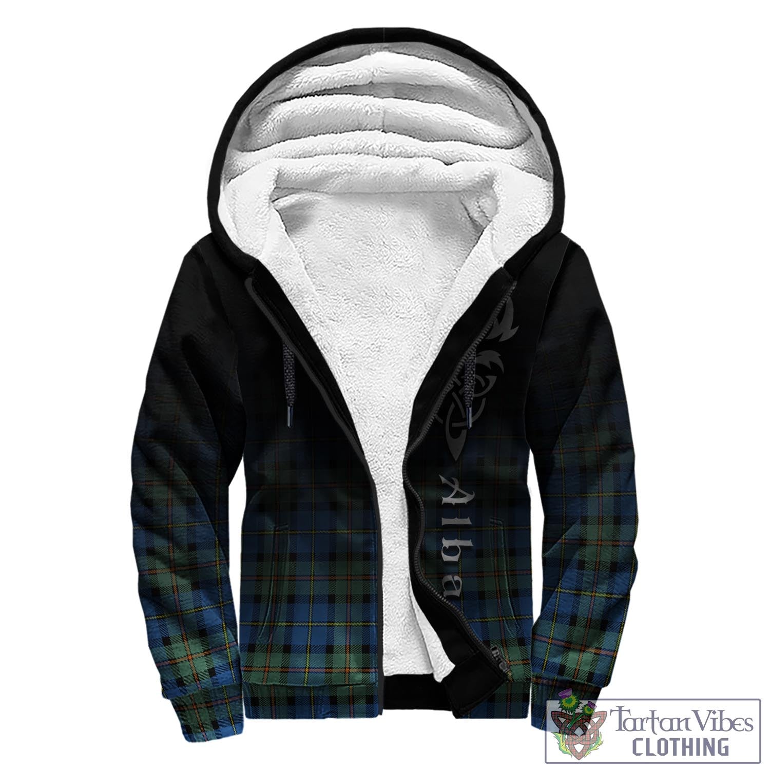 Tartan Vibes Clothing MacLeod of Harris Ancient Tartan Sherpa Hoodie Featuring Alba Gu Brath Family Crest Celtic Inspired