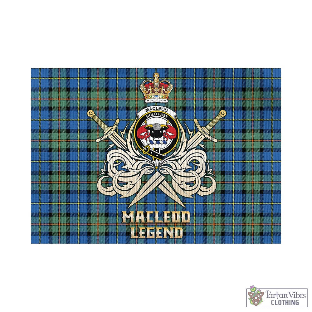 Tartan Vibes Clothing MacLeod of Harris Ancient Tartan Flag with Clan Crest and the Golden Sword of Courageous Legacy