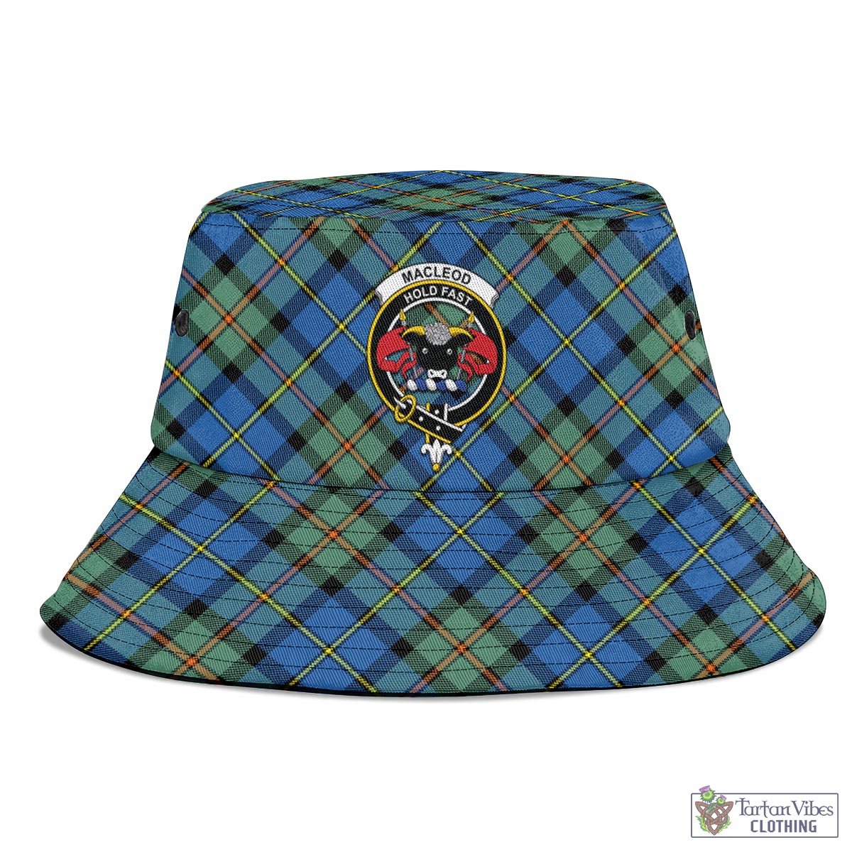 Tartan Vibes Clothing MacLeod of Harris Ancient Tartan Bucket Hat with Family Crest