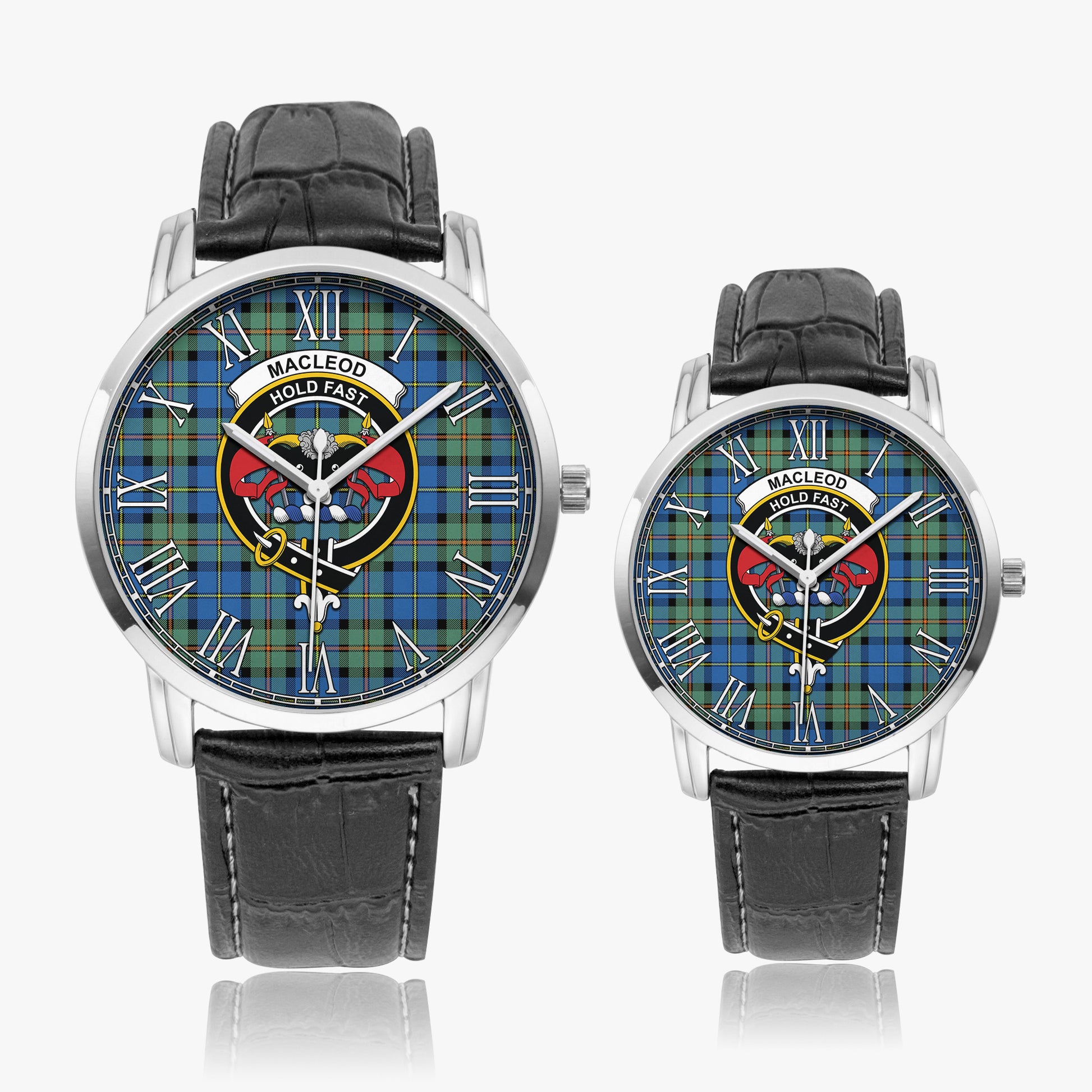 MacLeod of Harris Ancient Tartan Family Crest Leather Strap Quartz Watch - Tartanvibesclothing