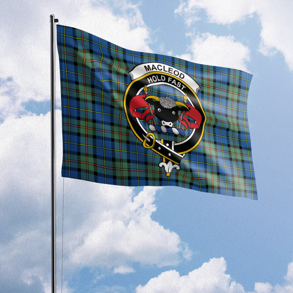 MacLeod of Harris Ancient Tartan Flag with Family Crest House Flag (Horizontal) - Tartan Vibes Clothing