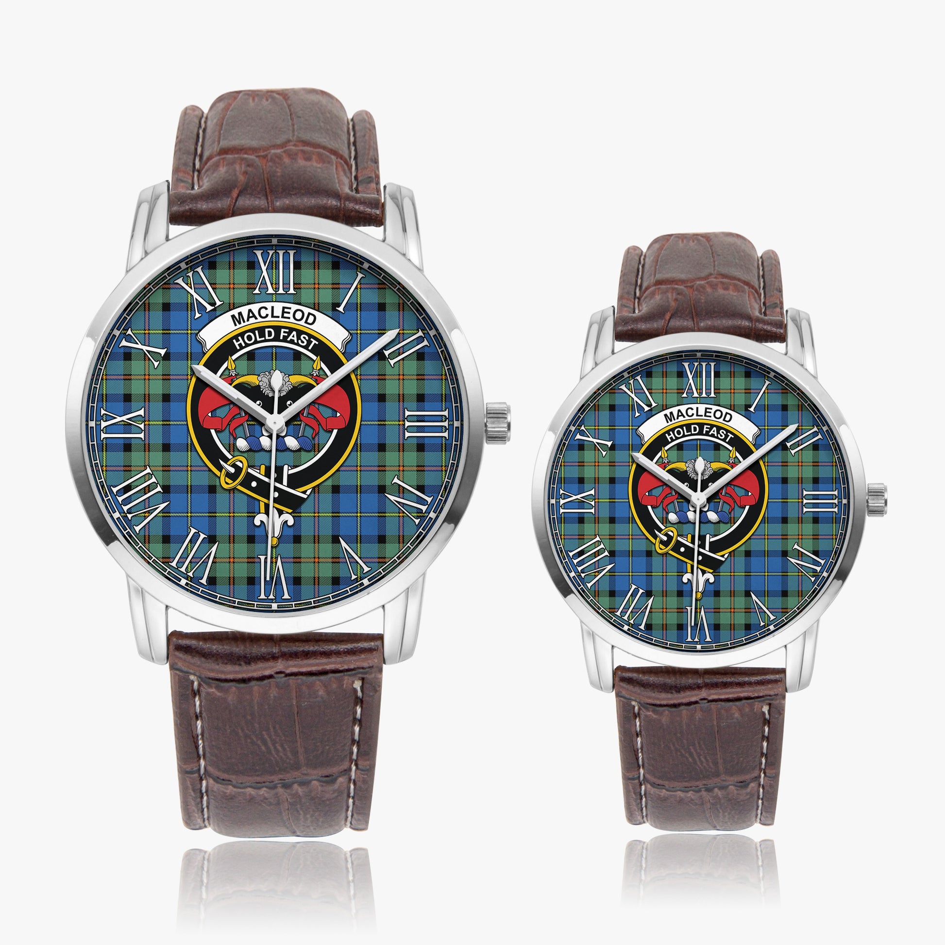 MacLeod of Harris Ancient Tartan Family Crest Leather Strap Quartz Watch - Tartanvibesclothing