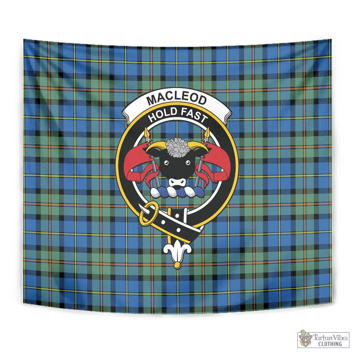 Tartan Vibes Clothing MacLeod of Harris Ancient Tartan Tapestry Wall Hanging and Home Decor for Room with Family Crest