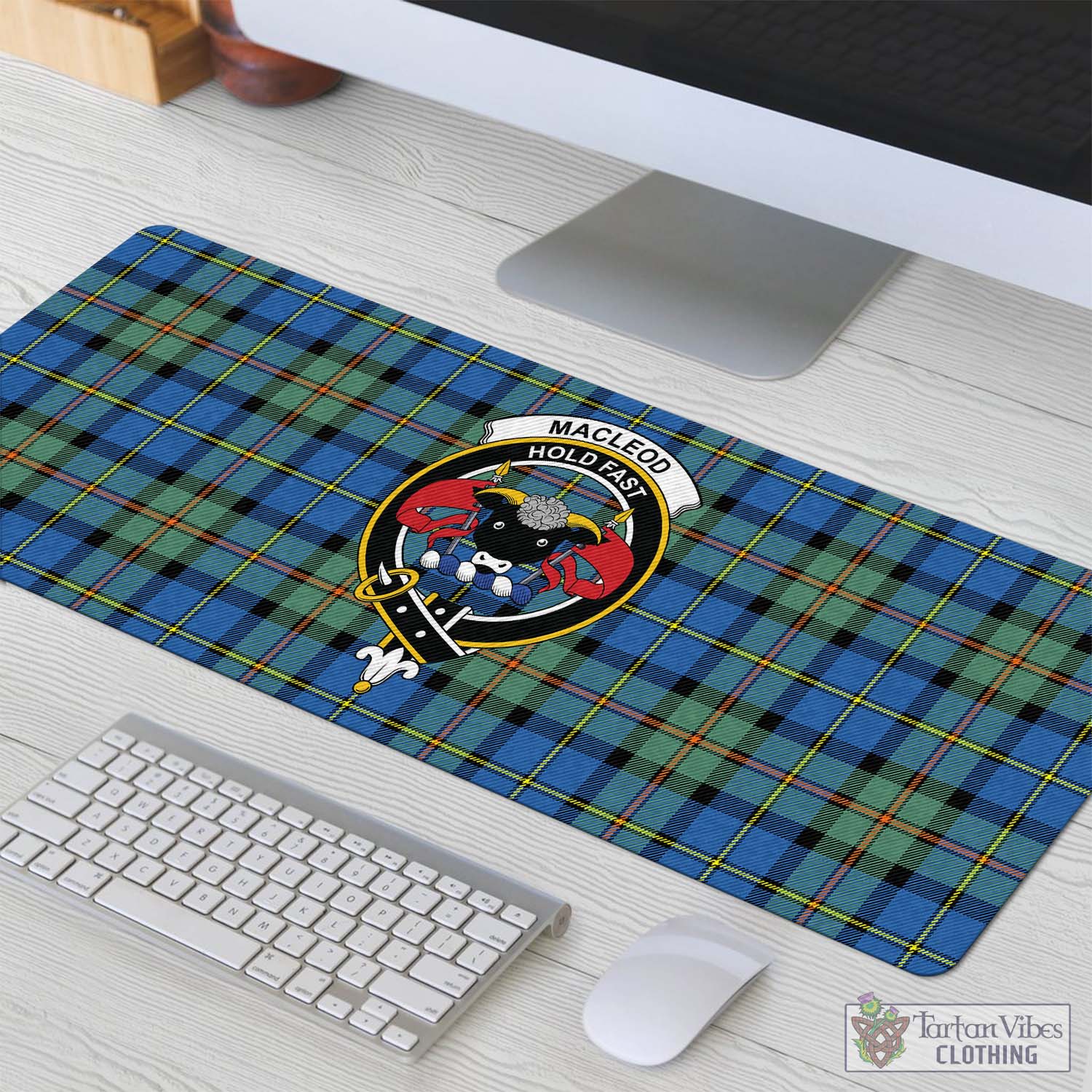 Tartan Vibes Clothing MacLeod of Harris Ancient Tartan Mouse Pad with Family Crest