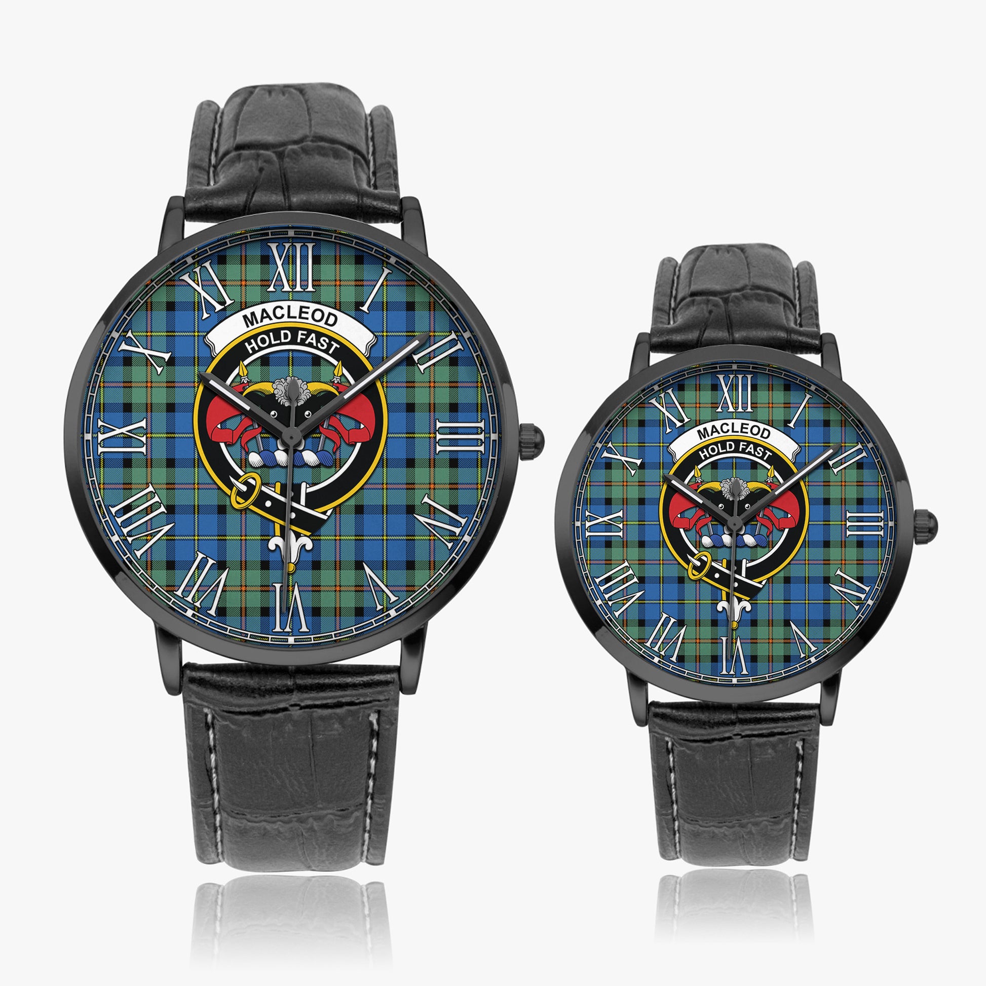 MacLeod of Harris Ancient Tartan Family Crest Leather Strap Quartz Watch - Tartanvibesclothing