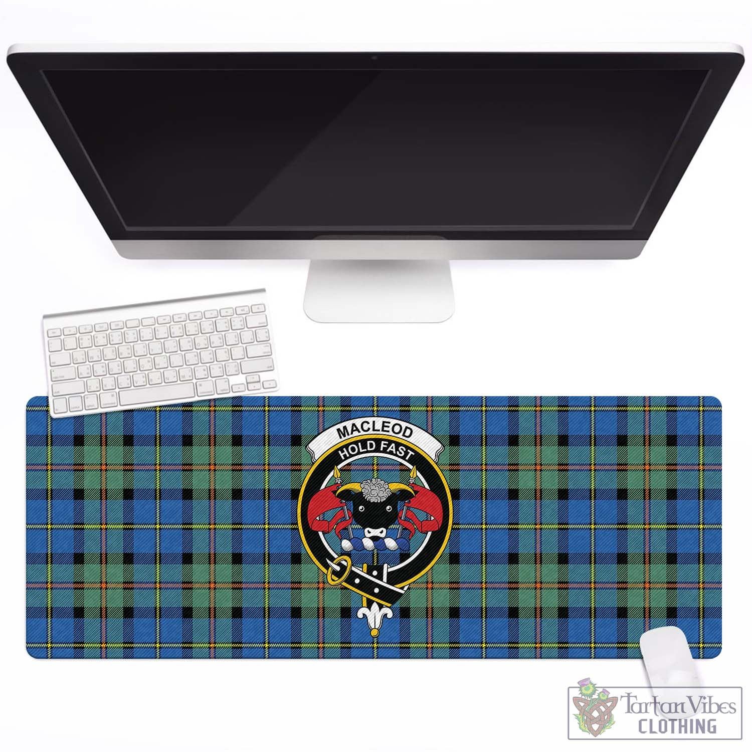 Tartan Vibes Clothing MacLeod of Harris Ancient Tartan Mouse Pad with Family Crest