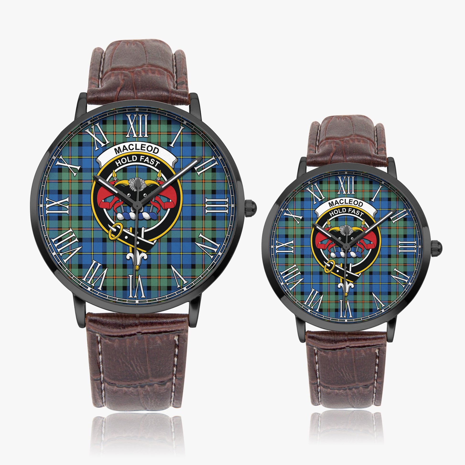 MacLeod of Harris Ancient Tartan Family Crest Leather Strap Quartz Watch - Tartanvibesclothing