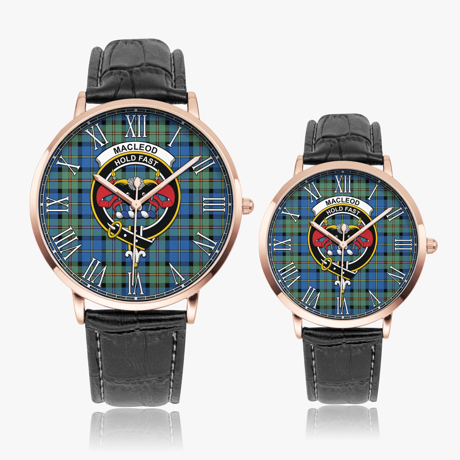 MacLeod of Harris Ancient Tartan Family Crest Leather Strap Quartz Watch - Tartanvibesclothing