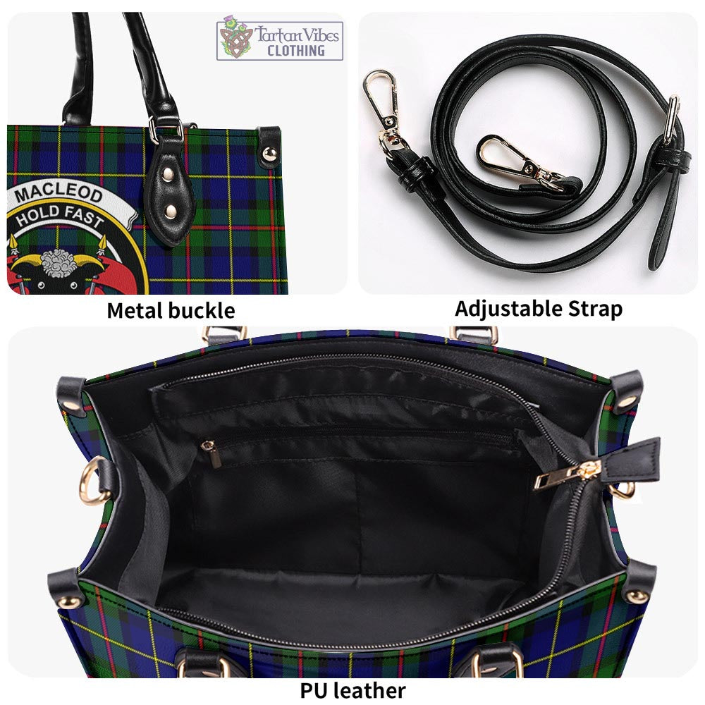 Tartan Vibes Clothing MacLeod of Harris Modern Tartan Luxury Leather Handbags with Family Crest