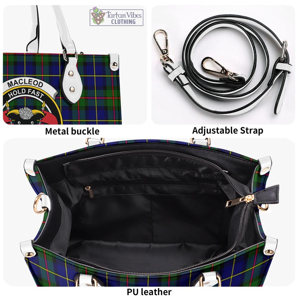 Tartan Vibes Clothing MacLeod of Harris Modern Tartan Luxury Leather Handbags with Family Crest