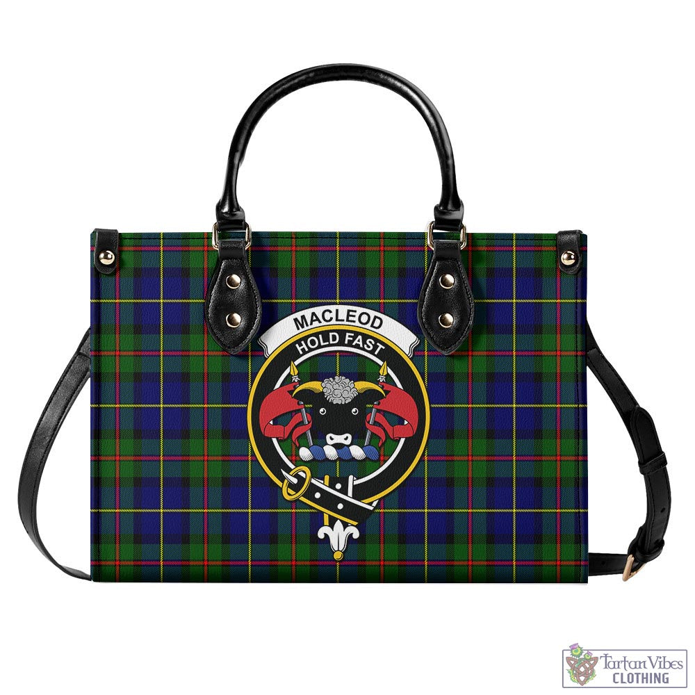 Tartan Vibes Clothing MacLeod of Harris Modern Tartan Luxury Leather Handbags with Family Crest