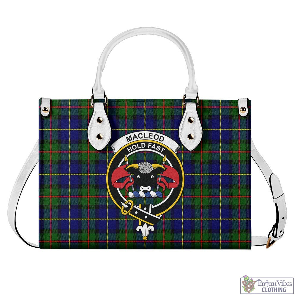 Tartan Vibes Clothing MacLeod of Harris Modern Tartan Luxury Leather Handbags with Family Crest