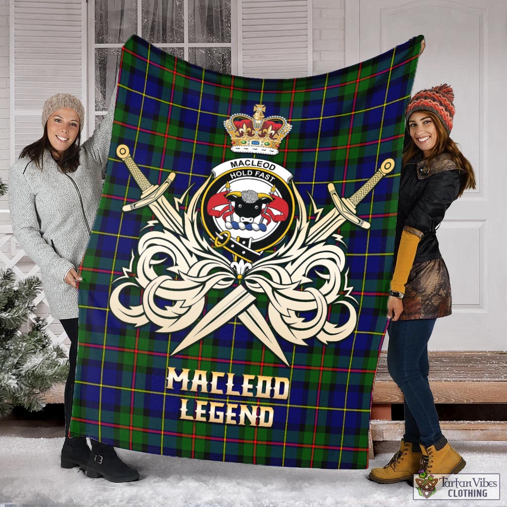 Tartan Vibes Clothing MacLeod of Harris Modern Tartan Blanket with Clan Crest and the Golden Sword of Courageous Legacy