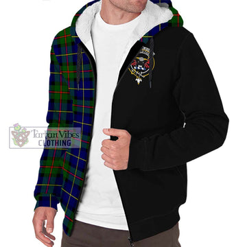 MacLeod of Harris Modern Tartan Sherpa Hoodie with Family Crest and Half Of Me Style