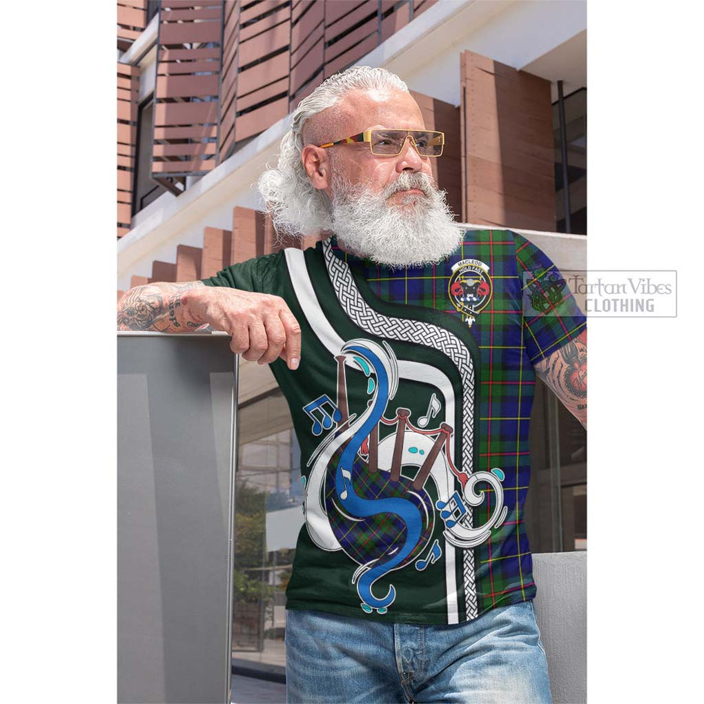 Tartan Vibes Clothing MacLeod of Harris Modern Tartan Cotton T-shirt with Epic Bagpipe Style