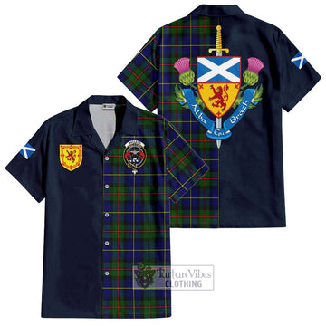 MacLeod of Harris Modern Tartan Short Sleeve Button Shirt Alba with Scottish Lion Royal Arm Half Style