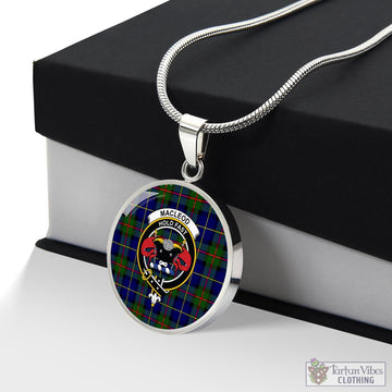 MacLeod of Harris Modern Tartan Circle Necklace with Family Crest