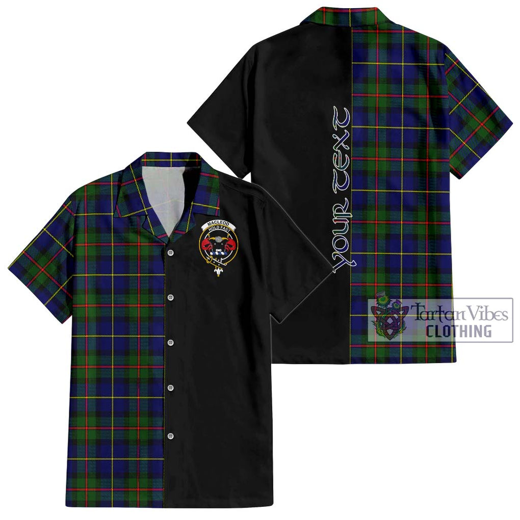 MacLeod of Harris Modern Tartan Short Sleeve Button Shirt with Family Crest and Half Of Me Style Kid - Tartanvibesclothing Shop