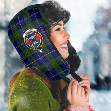 MacLeod of Harris Modern Tartan Winter Trapper Hat with Family Crest