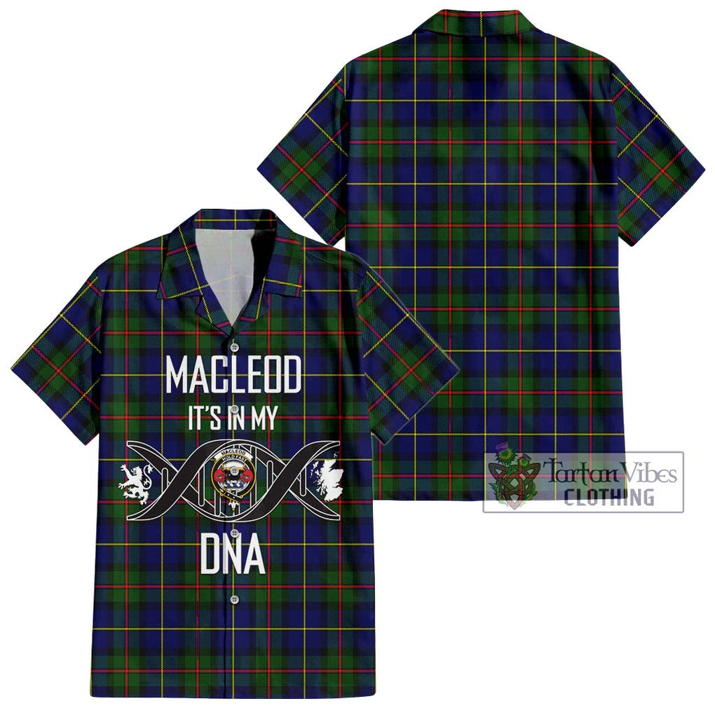 MacLeod of Harris Modern Tartan Short Sleeve Button Shirt with Family Crest DNA In Me Style Kid - Tartanvibesclothing Shop