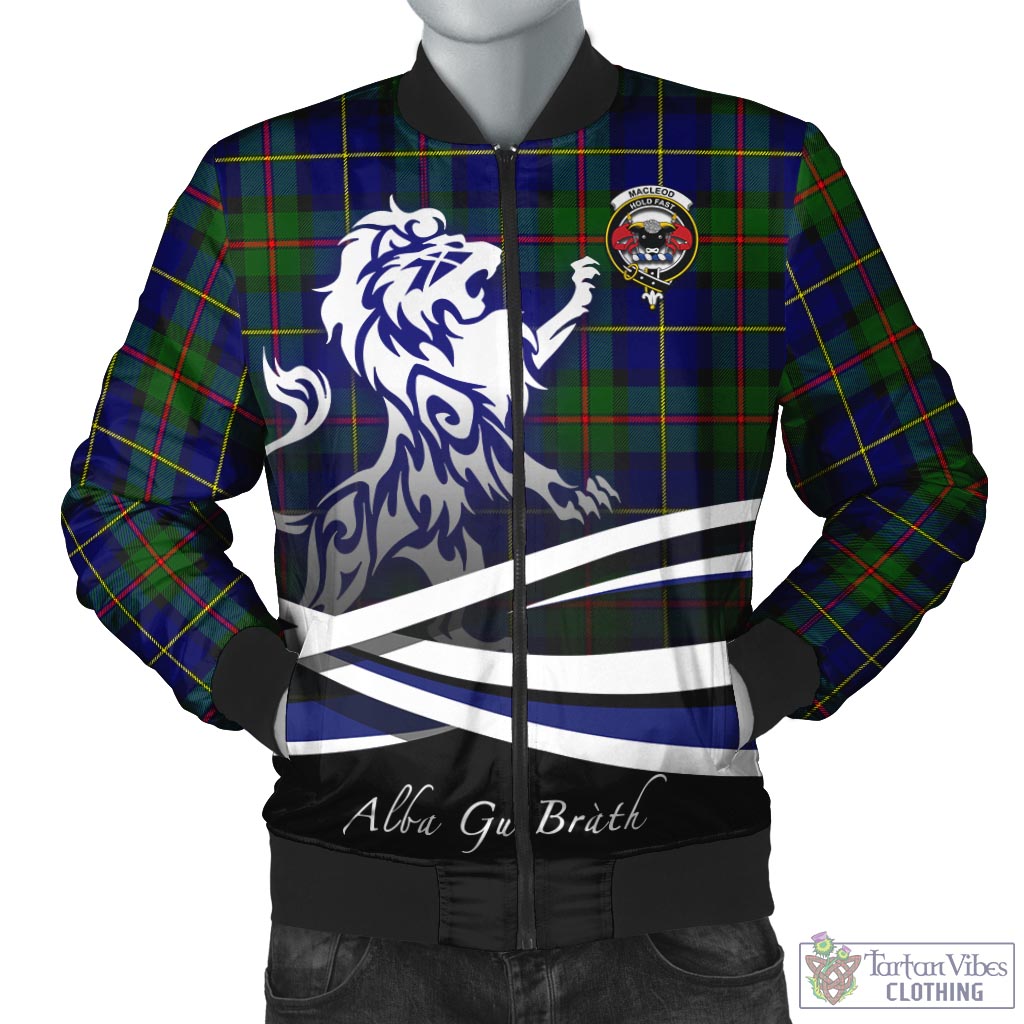 Tartan Vibes Clothing MacLeod of Harris Modern Tartan Bomber Jacket with Alba Gu Brath Regal Lion Emblem