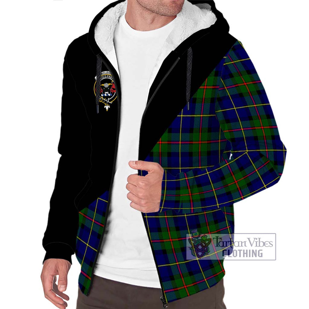 MacLeod of Harris Modern Tartan Sherpa Hoodie with Family Crest and Military Logo Style Unisex S - Tartanvibesclothing Shop