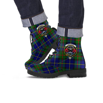 MacLeod of Harris Modern Tartan Leather Boots with Family Crest