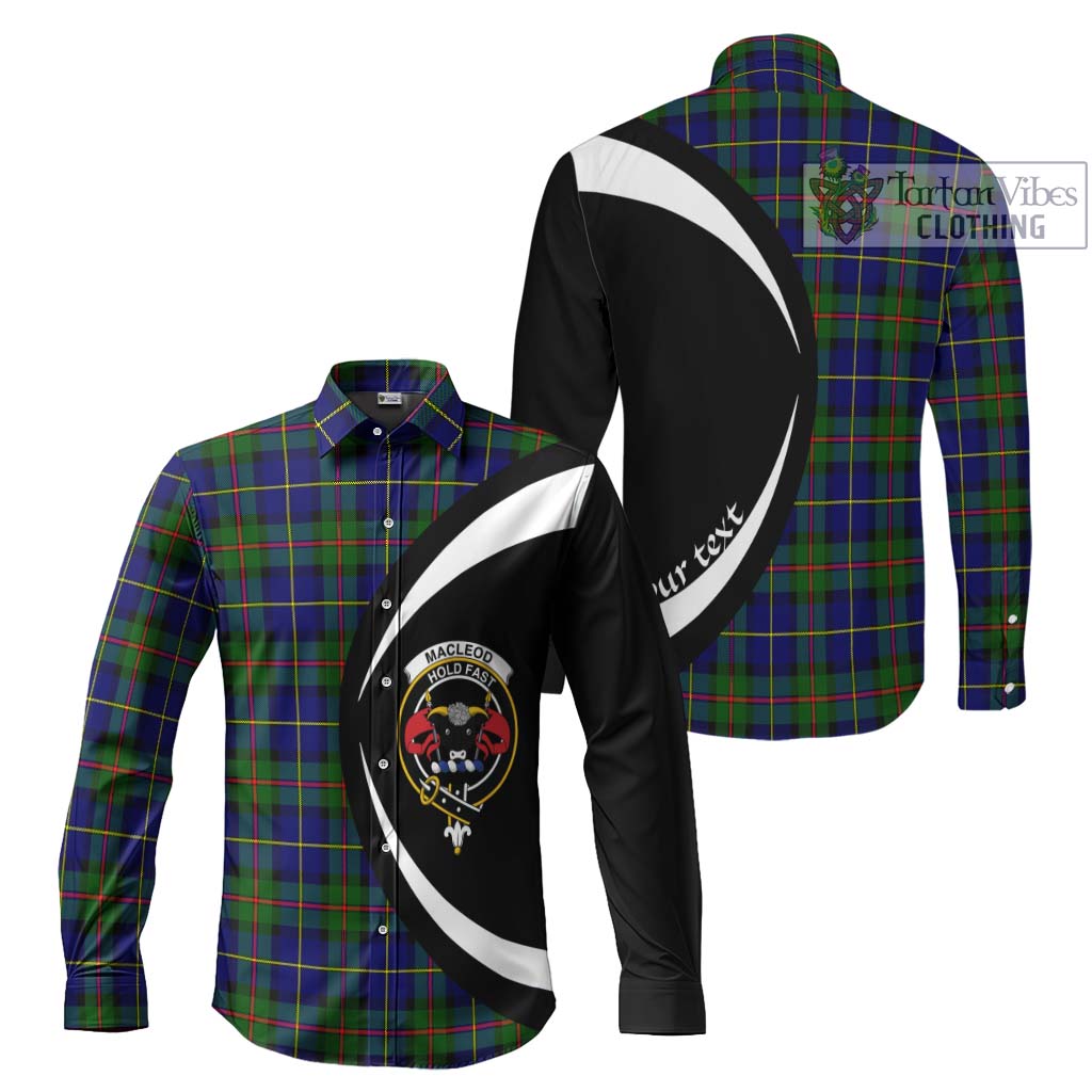 MacLeod of Harris Modern Tartan Long Sleeve Button Up with Family Crest Circle Style Men's Shirt S - Tartan Vibes Clothing