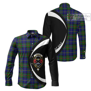 MacLeod of Harris Modern Tartan Long Sleeve Button Up with Family Crest Circle Style