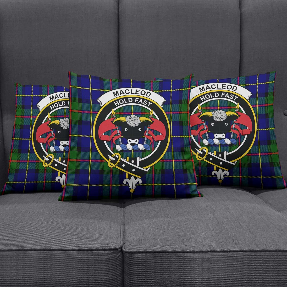 MacLeod of Harris Modern Tartan Pillow Cover with Family Crest Square Pillow Cover - Tartanvibesclothing