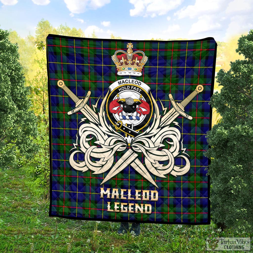 Tartan Vibes Clothing MacLeod of Harris Modern Tartan Quilt with Clan Crest and the Golden Sword of Courageous Legacy