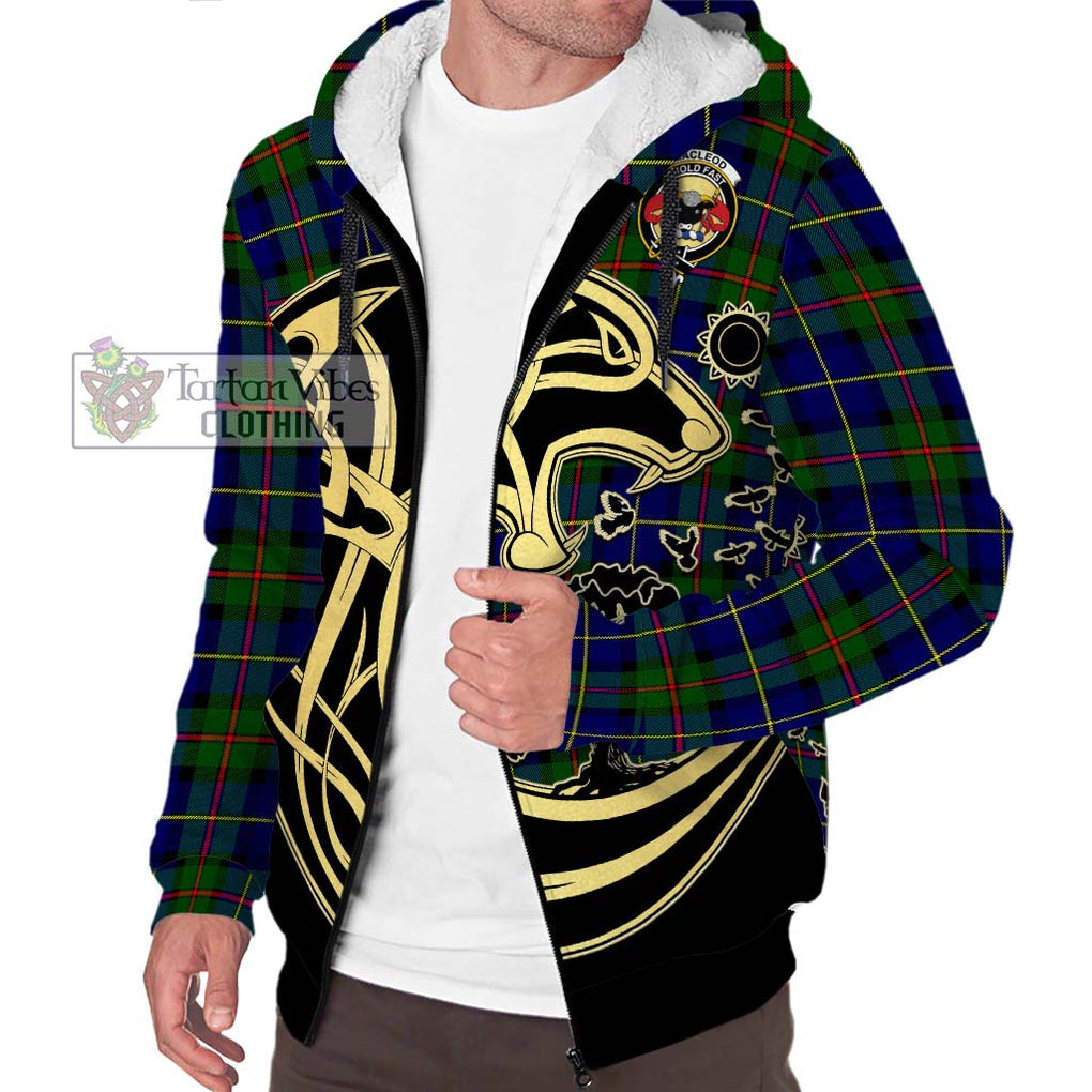 MacLeod of Harris Modern Tartan Sherpa Hoodie with Family Crest Celtic Wolf Style Unisex S - Tartan Vibes Clothing