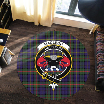 MacLeod of Harris Modern Tartan Round Rug with Family Crest