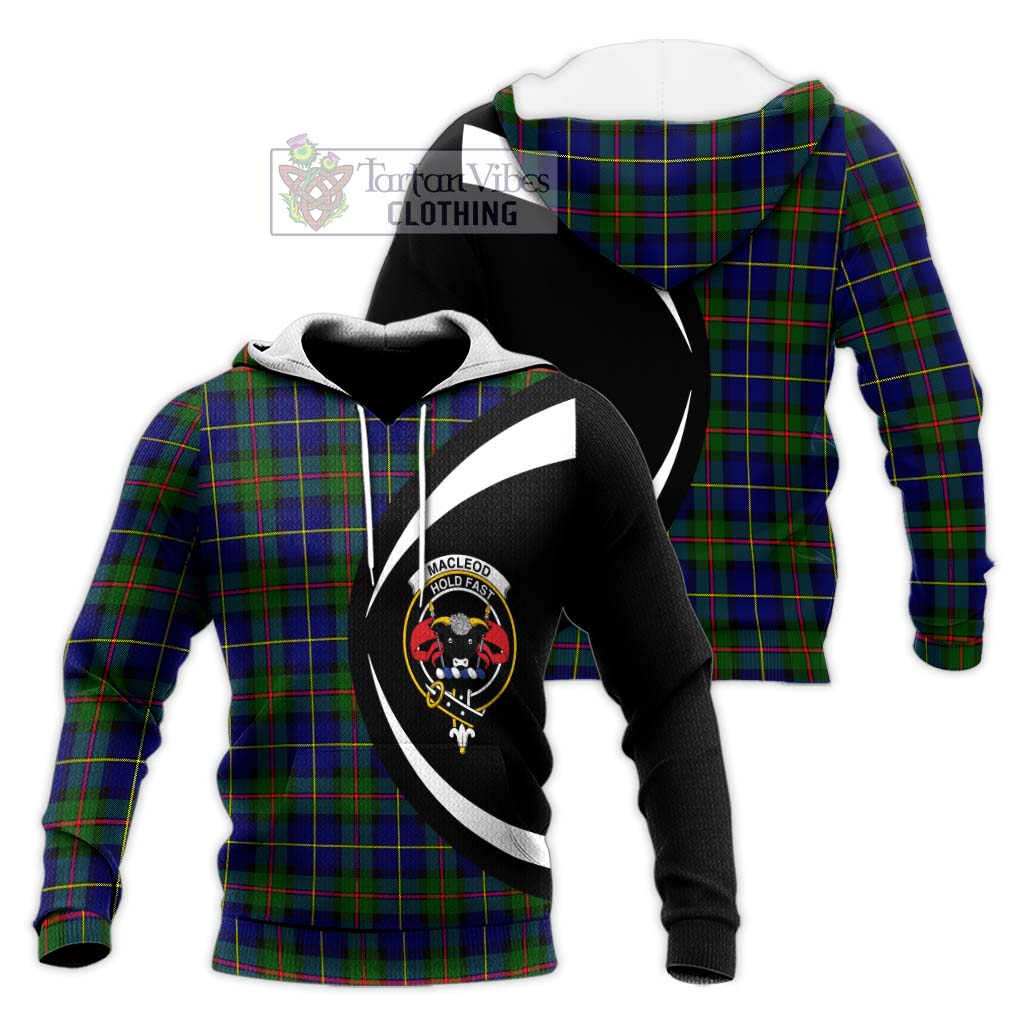 MacLeod of Harris Modern Tartan Knitted Hoodie with Family Crest Circle Style Unisex Knitted Pullover Hoodie - Tartan Vibes Clothing