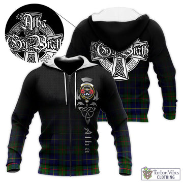 MacLeod of Harris Modern Tartan Knitted Hoodie Featuring Alba Gu Brath Family Crest Celtic Inspired