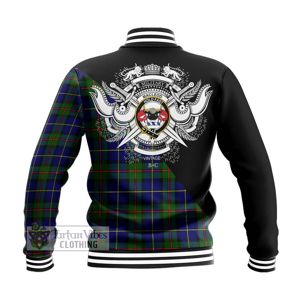 MacLeod of Harris Modern Tartan Baseball Jacket with Family Crest and Military Logo Style - Tartanvibesclothing Shop