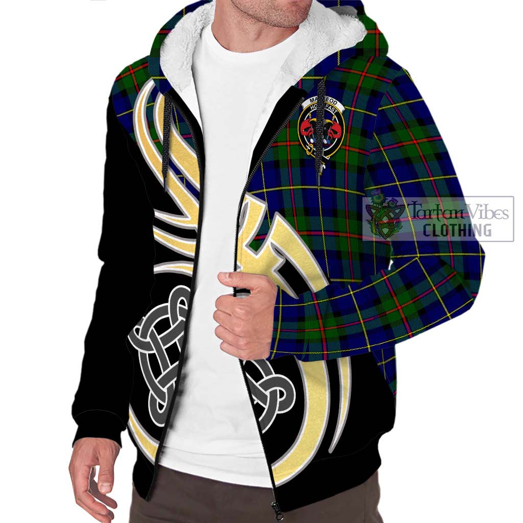 MacLeod of Harris Modern Tartan Sherpa Hoodie with Family Crest and Celtic Symbol Style - Tartan Vibes Clothing