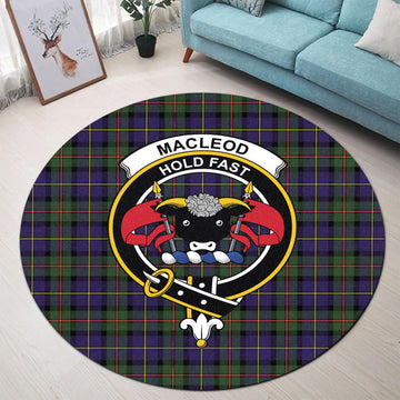 MacLeod of Harris Modern Tartan Round Rug with Family Crest