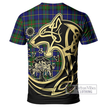 MacLeod of Harris Modern Tartan T-Shirt with Family Crest Celtic Wolf Style