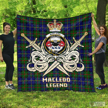 MacLeod of Harris Modern Tartan Quilt with Clan Crest and the Golden Sword of Courageous Legacy