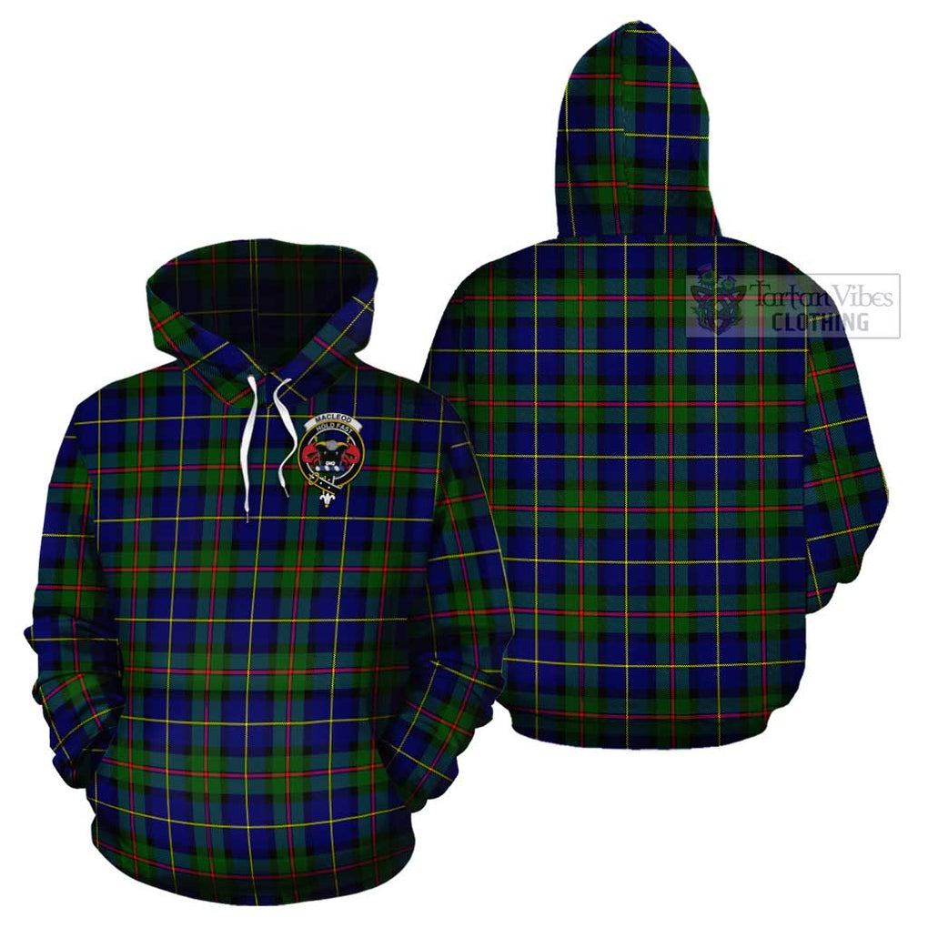 MacLeod of Harris Modern Tartan Cotton Hoodie with Family Crest Pullover Hoodie - Tartan Vibes Clothing