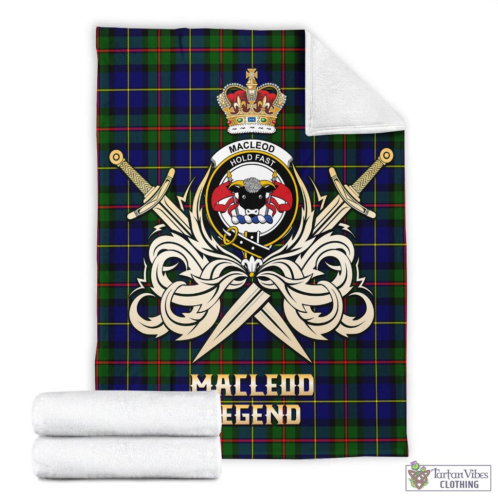 Tartan Vibes Clothing MacLeod of Harris Modern Tartan Blanket with Clan Crest and the Golden Sword of Courageous Legacy