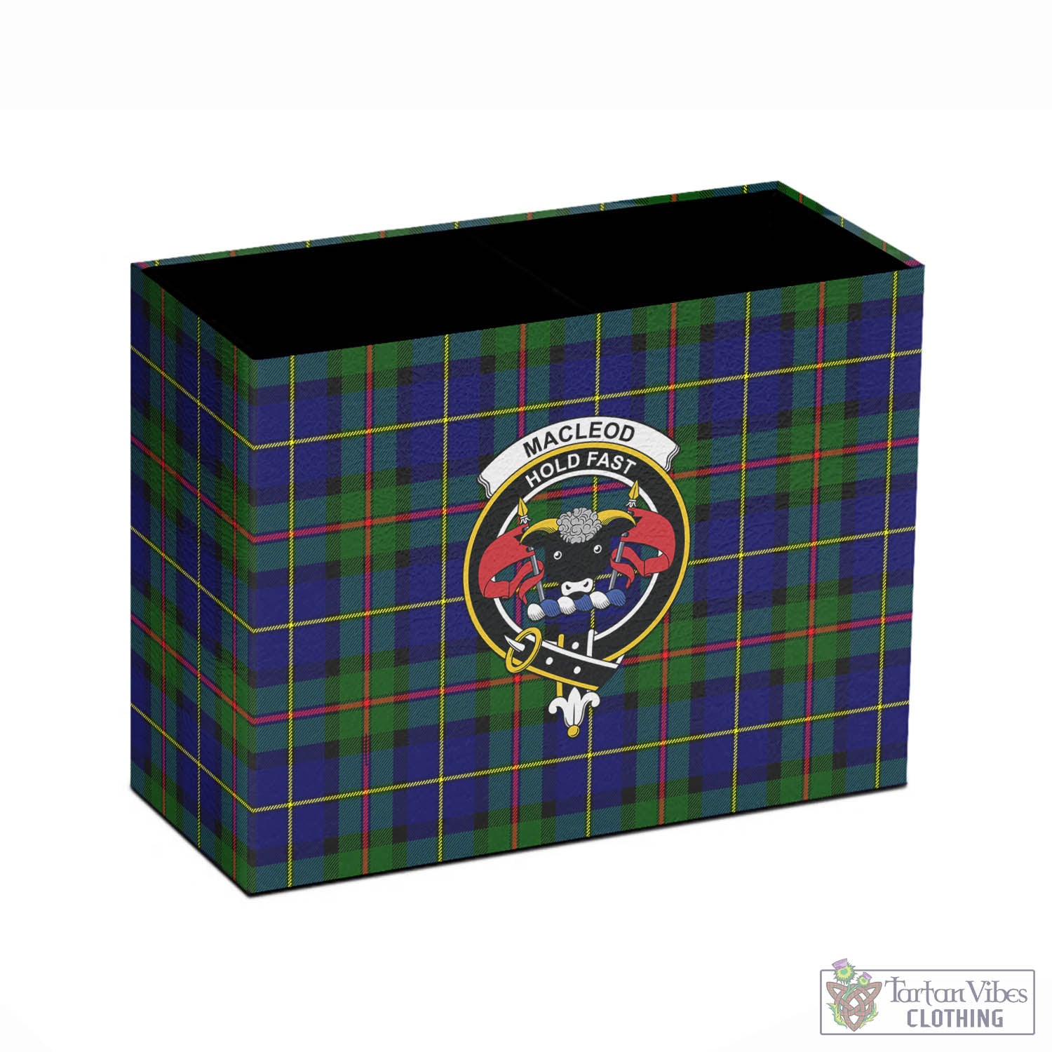 Tartan Vibes Clothing MacLeod of Harris Modern Tartan Pen Holder with Family Crest