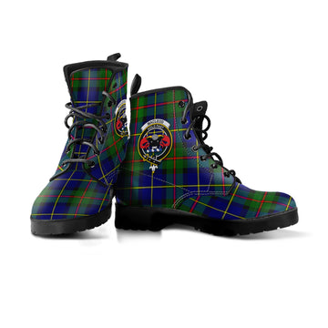 MacLeod of Harris Modern Tartan Leather Boots with Family Crest