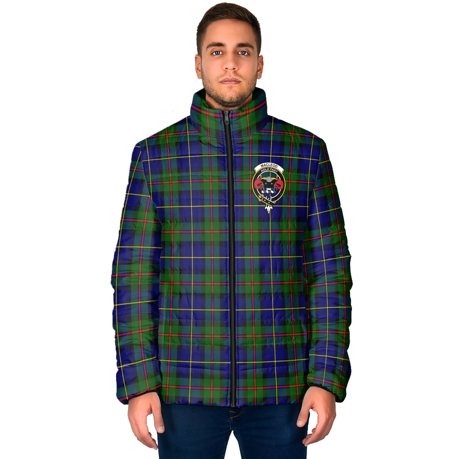 MacLeod of Harris Modern Tartan Padded Jacket with Family Crest - Tartan Vibes Clothing