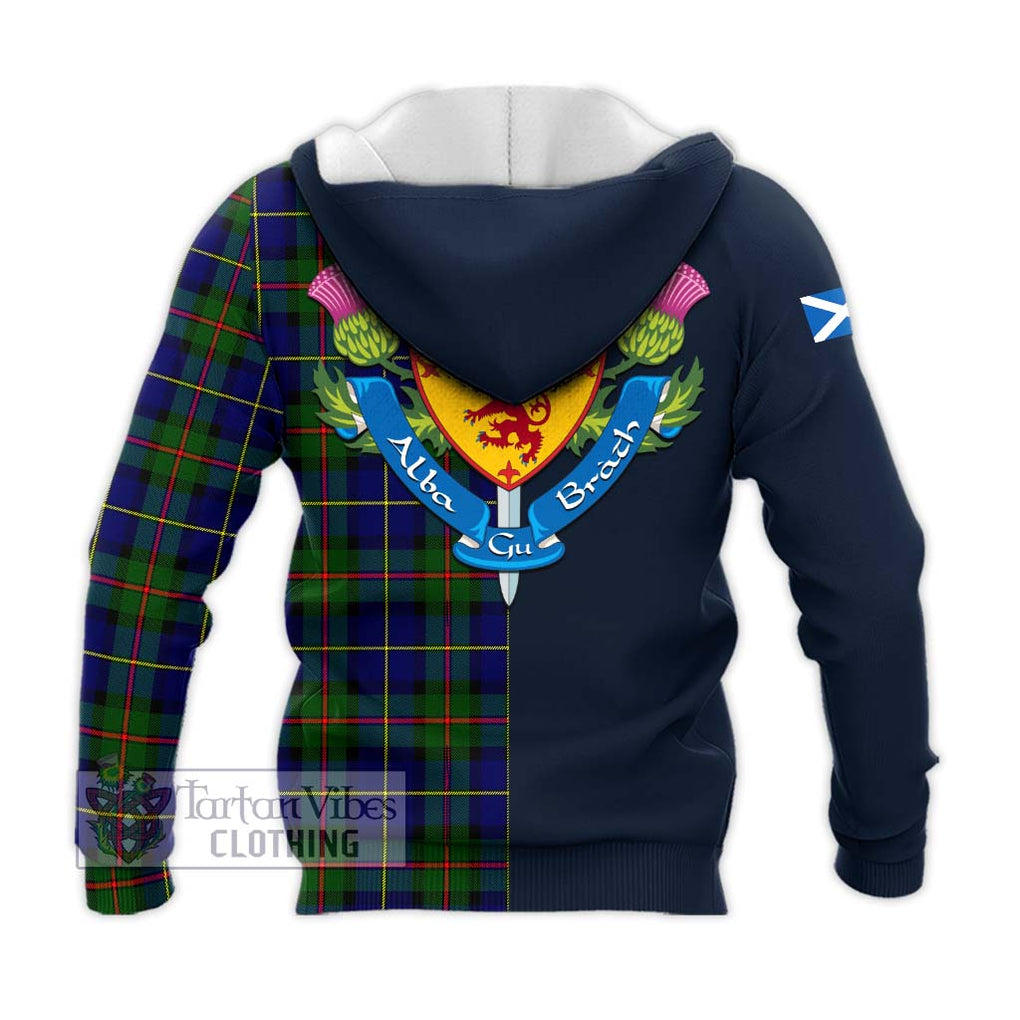 Tartan Vibes Clothing MacLeod of Harris Modern Tartan Knitted Hoodie with Scottish Lion Royal Arm Half Style