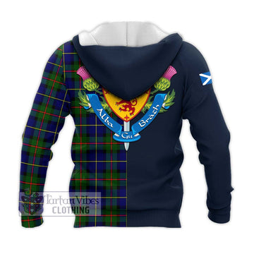 MacLeod of Harris Modern Tartan Knitted Hoodie Alba with Scottish Lion Royal Arm Half Style