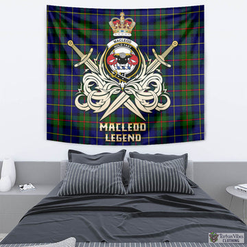 MacLeod of Harris Modern Tartan Tapestry with Clan Crest and the Golden Sword of Courageous Legacy